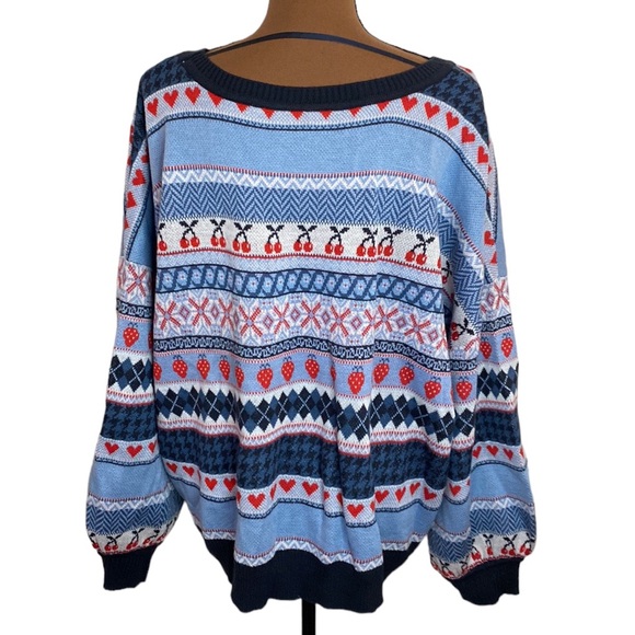 New Lane Bryant Classic Crew-Neck Fruit Jacquard Fair Isle Sweater size 26 / 28 - Picture 3 of 12